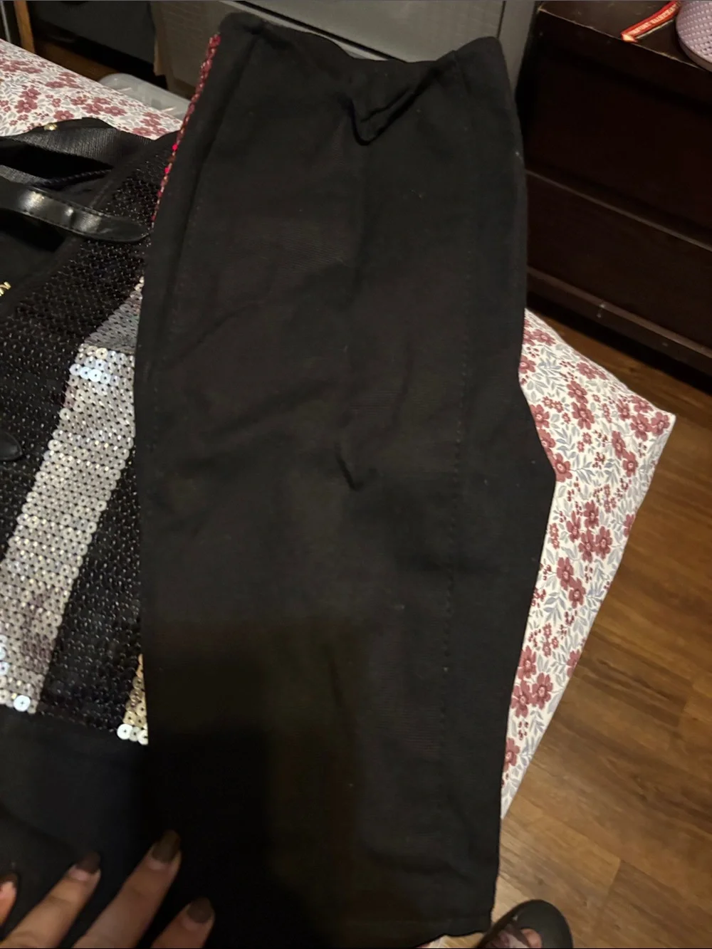 Victoria's Secret Black Tote with Multicolor Sequin Stripes